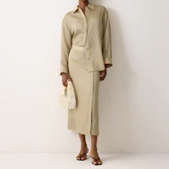 Textured Seam Side Slit Skirt
