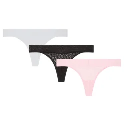 Three-Pack Logo Lace Thongs