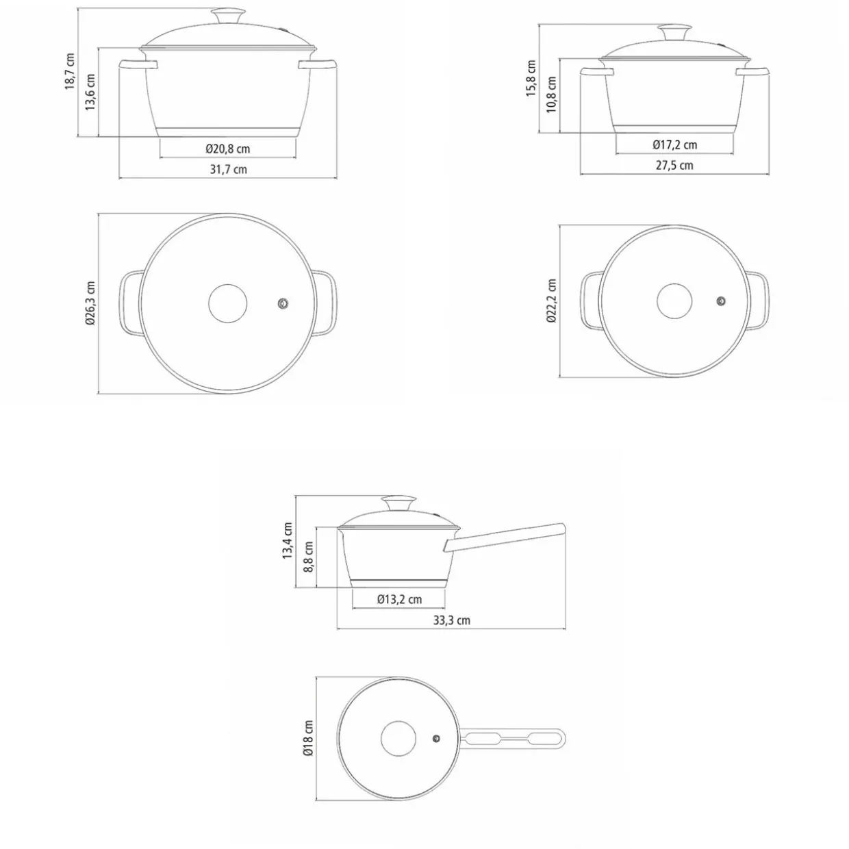 Three-Piece Stainless Steel Cookware Set
