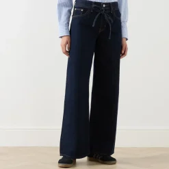 Tie-Fastening Wide Leg Jeans
