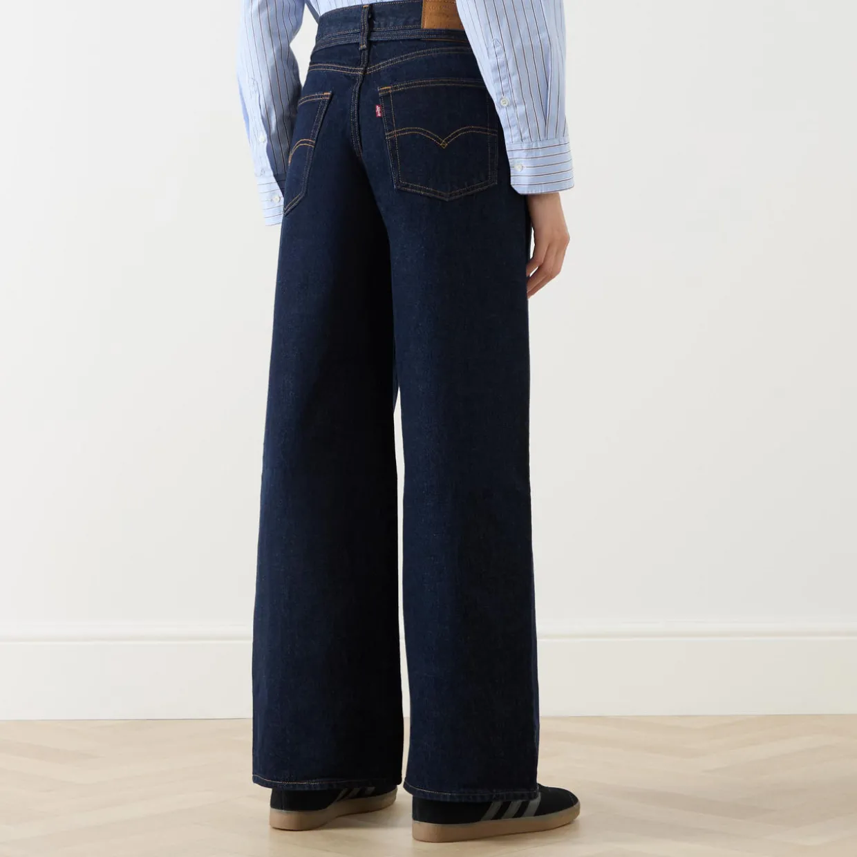 Tie-Fastening Wide Leg Jeans