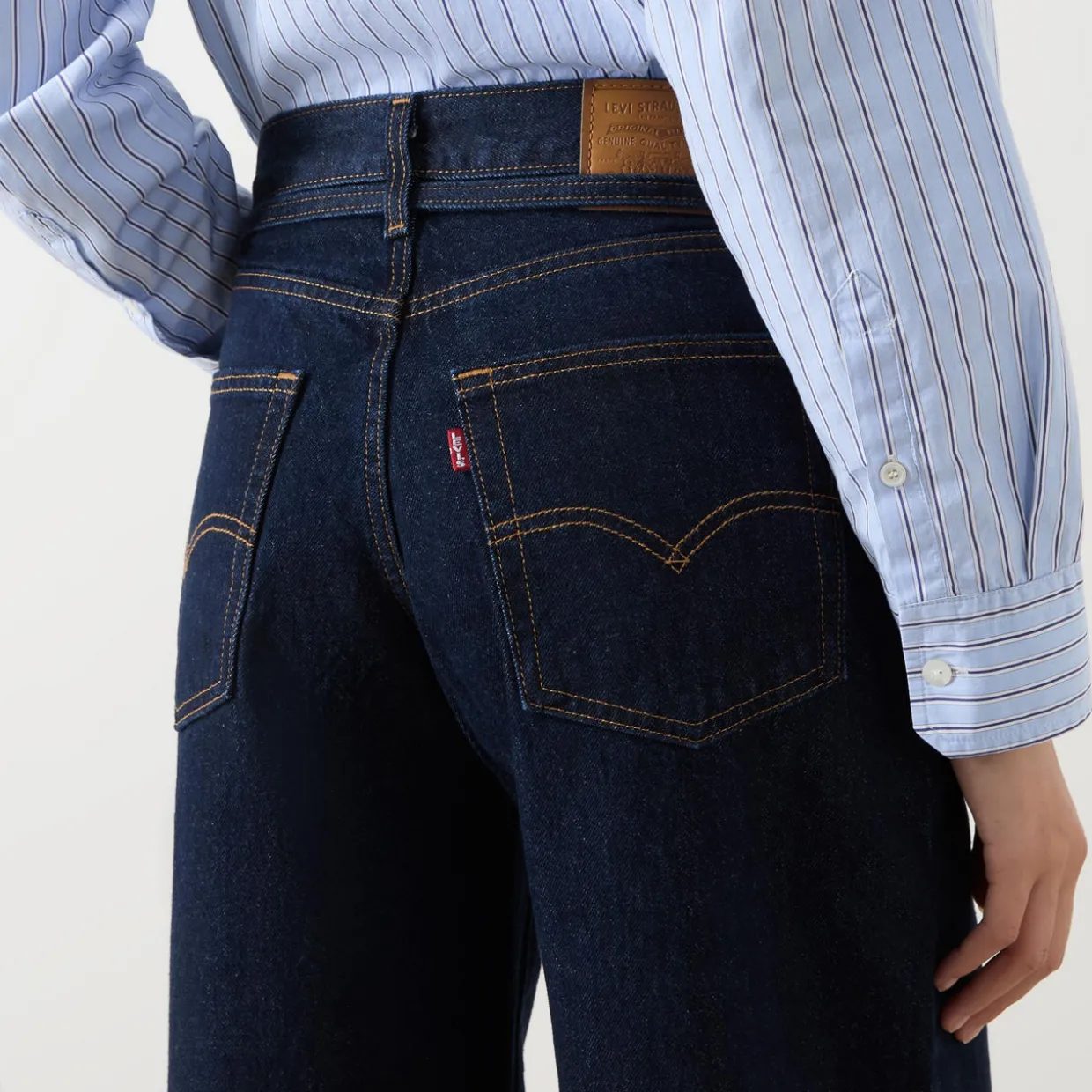 Tie-Fastening Wide Leg Jeans