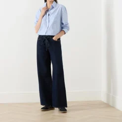 Tie-Fastening Wide Leg Jeans