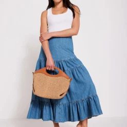 Tiered Denim Skirt