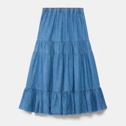 Tiered Denim Skirt