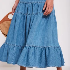 Tiered Denim Skirt