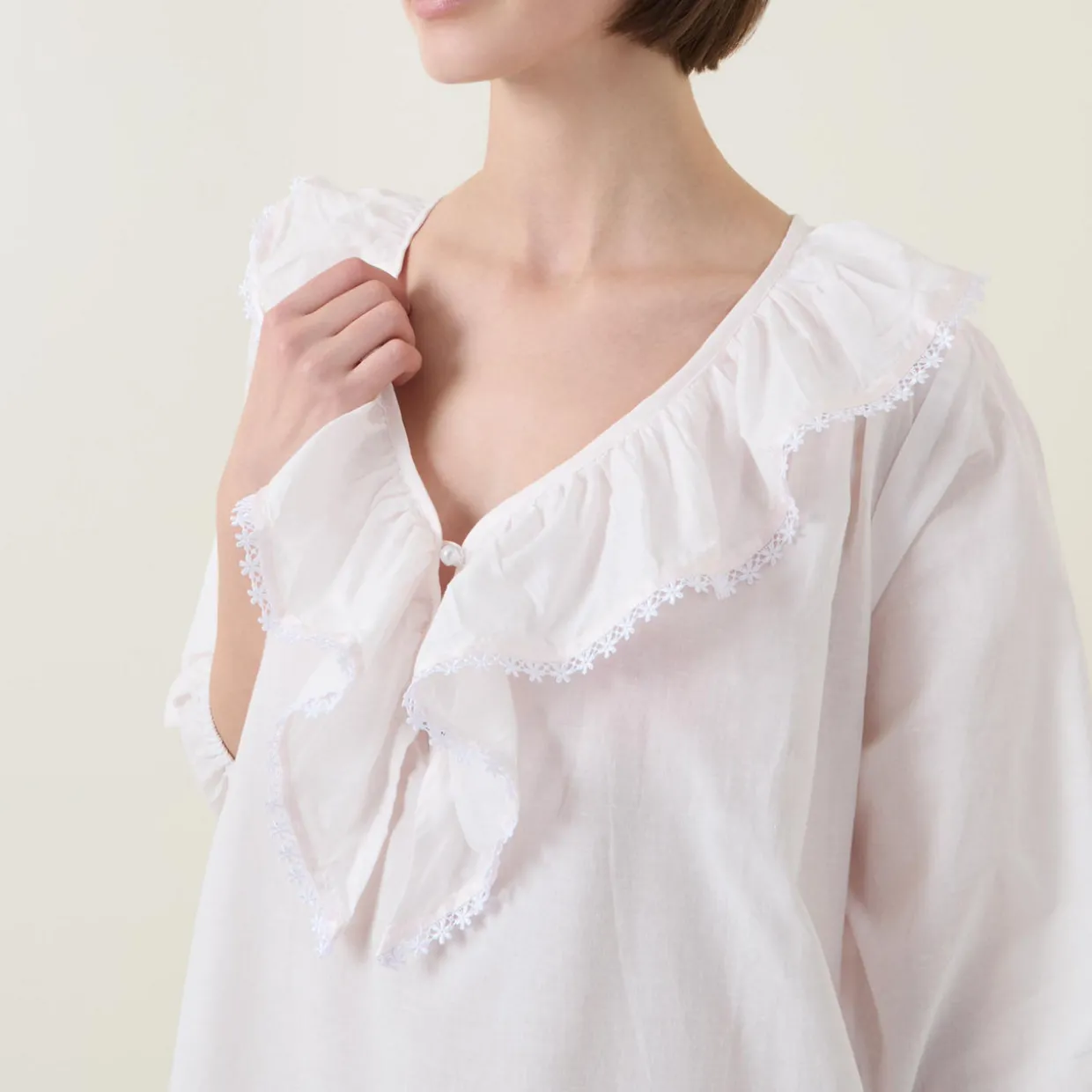 Toby Voile Ruffle-Trim Night Dress