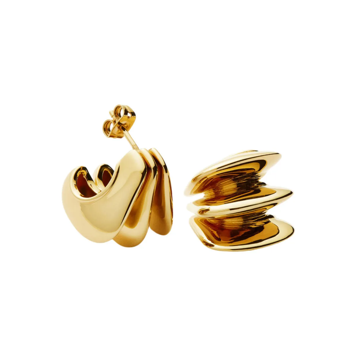 Triple Ridge Stud Earrings