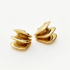 Triple Ridge Stud Earrings