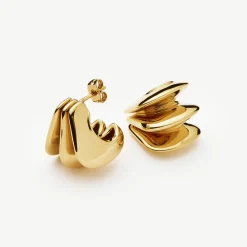 Triple Ridge Stud Earrings