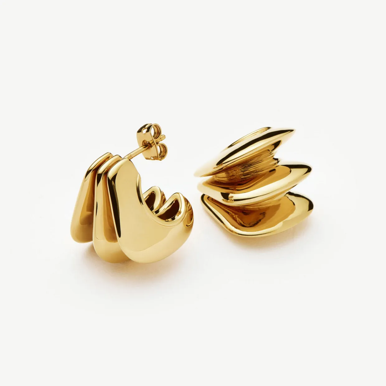 Triple Ridge Stud Earrings