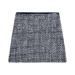 Tweed Button Detail Skirt