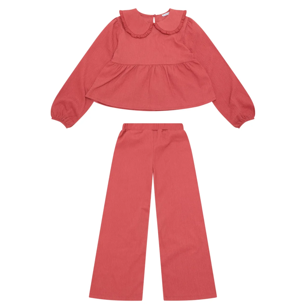Two-Piece Frill Blouse & Trousers Set