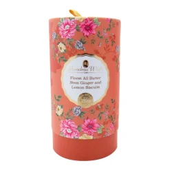 Victorian Floral Buttery Stem ginger & Lemon Biscuit Tube