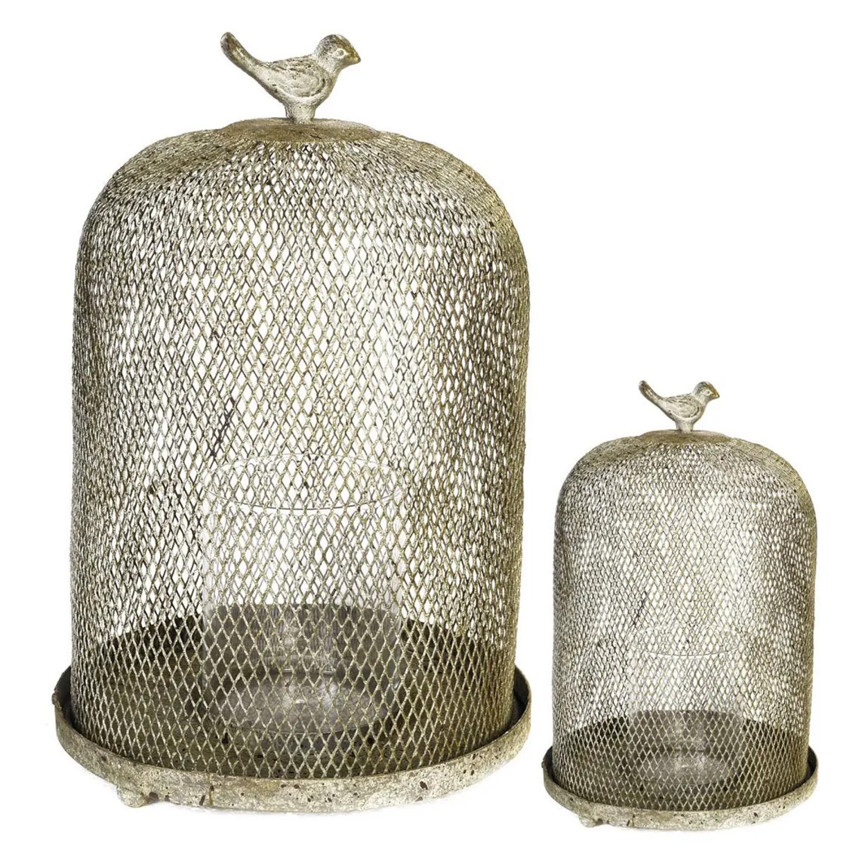 Vintage Bell Jar Candleholder Two-Piece Set