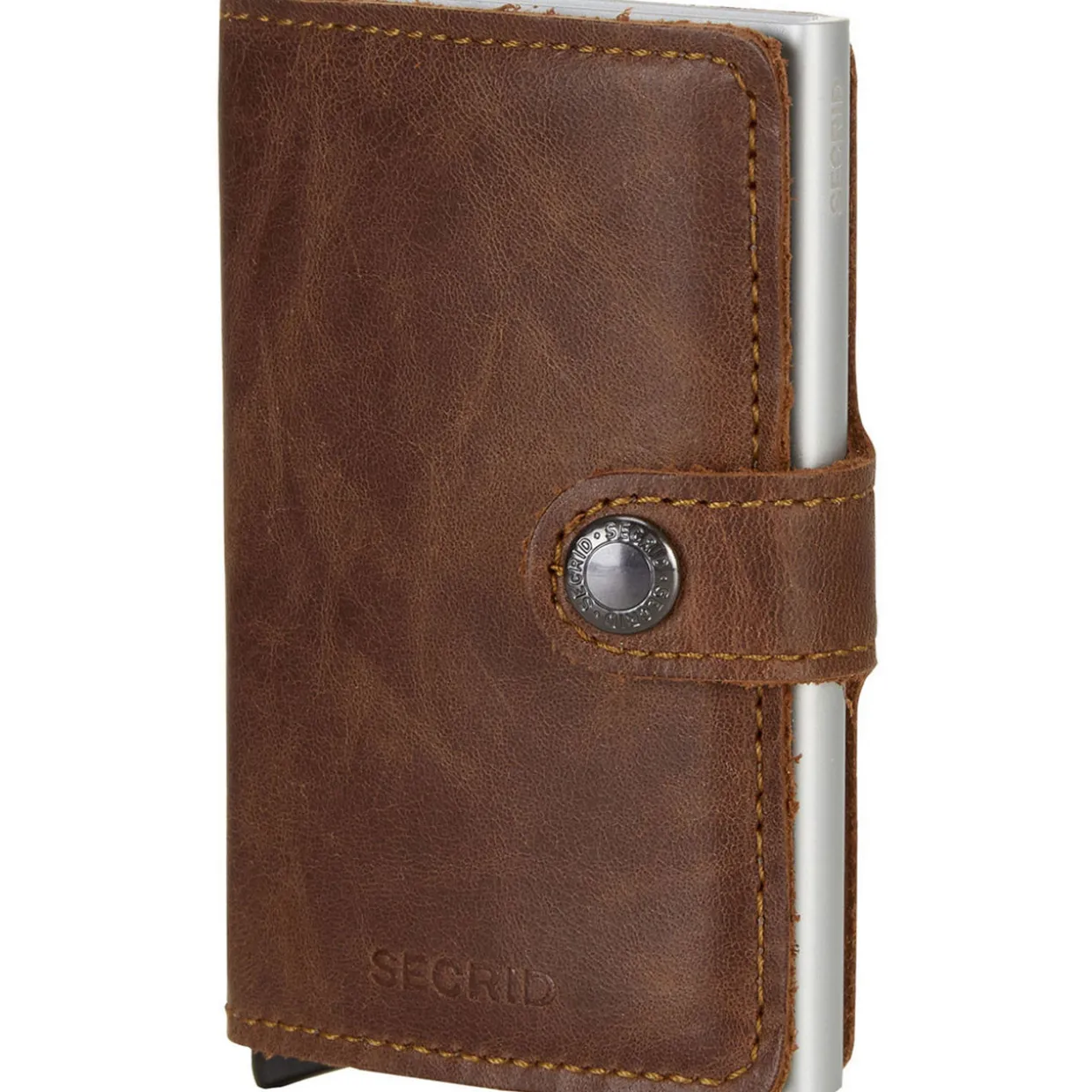 Vintage Card Protector Mini Wallet Brown