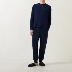 Waffle-Stitch Henley Lounge Top