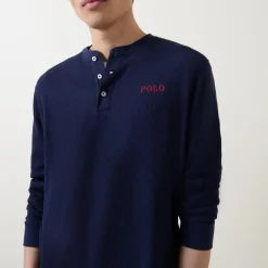 Waffle-Stitch Henley Lounge Top