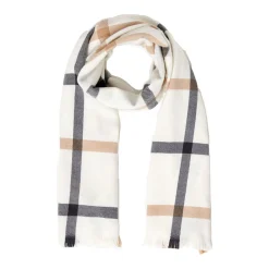 White Neutral Stripe Extra Fine Merino Scarf