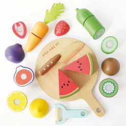 Wooden Chopping Board & Sliceable Play Food