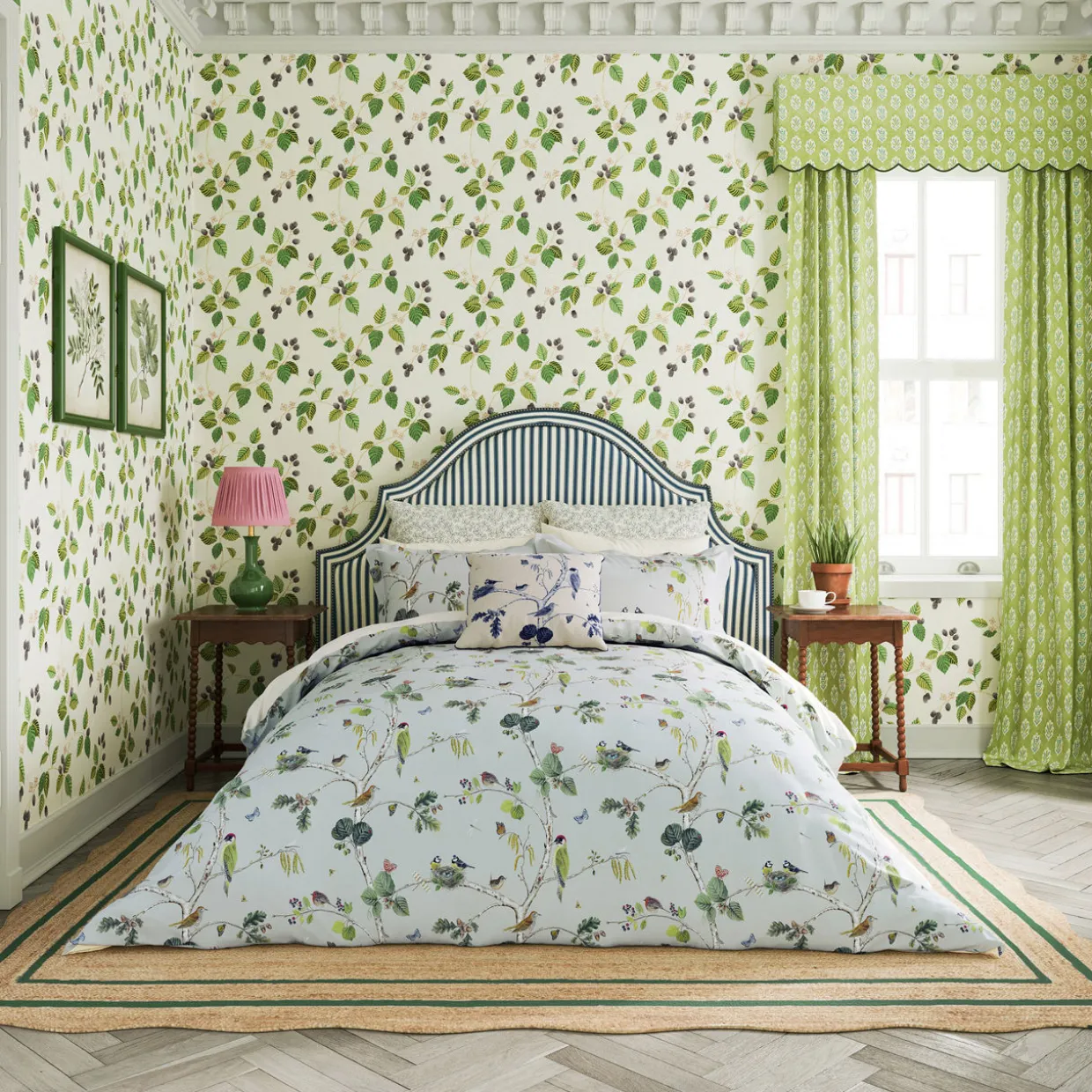 Woodland Chorus Duvet Set Blue Grey