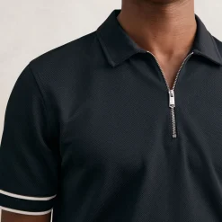 Zain Textured Half-Zip Tipped Polo Shirt