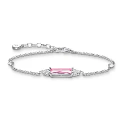 Zirconia Pendant Fine Link Bracelet