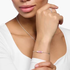 Zirconia Pendant Fine Link Bracelet